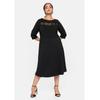 Abendkleid SHEEGO "Große Größen", Damen, Gr. 44, Normalgrößen, schwarz, Obermaterial: 60% Viskose, 35% Polyamid, 5% Elasthan;Spitze: 100% Polyamid;Futter oben: 100% Polyester, unifarben, elegant, figurumspielend knieumspielend, U-Boot-Ausschnitt,...