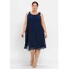 Partykleid SHEEGO "Große Größen", Damen, Gr. 44, Normalgrößen, blau (marine), Obermaterial: 100% Polyester;Futter: 100% Polyester, unifarben, elegant, figurumspielend knieumspielend, Rundhals, ohne Ärmel, Kleider Partykleid, in figurumspielender...