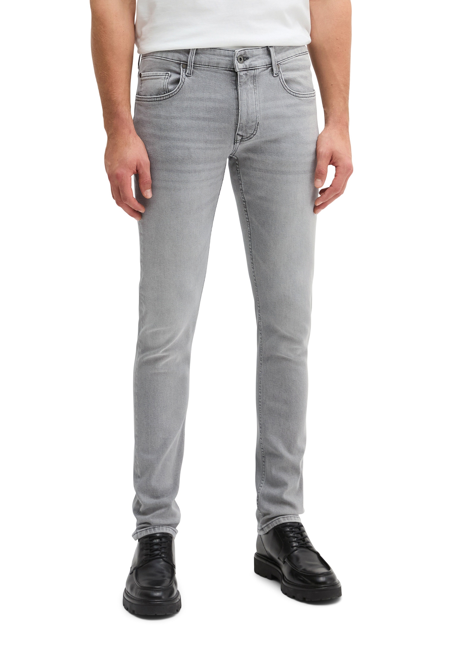 Slim-fit-Jeans MARC O'POLO "aus Bio-Baumwoll-Mix", Herren, Gr. 32, Länge 34, grau (light grau wash), Obermaterial: 90% Baumwolle, 9% Polyester, 1% Elasthan, unifarben, slim fit normal, Jeans Slim-fit-Jeans