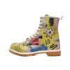 Schnürboots DOGO "Longe Boots Schnürstiefel The Creation Of The Collage Damen", Damen, Gr. 41, Normalschaft, beige (natur), Lederimitat, Schuhe, Handgefertigt