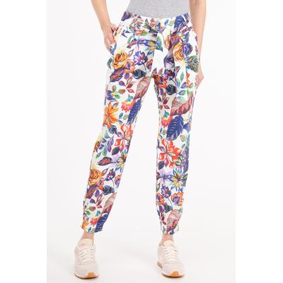Stoffhose RECOVER PANTS "SUNNY", Damen, Gr. 36, Normalgrößen, bunt (druck bunt), 97% Baumwolle;3% Elasthan, mehrfarbig, relaxed fit lang, Hosen, in sommerlichem Druck Image