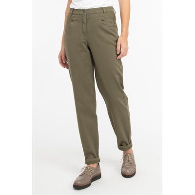 Stoffhose RECOVER PANTS "Stoffhose", Damen, Gr. 34, Normalgrößen, grün (khaki), 98% Baumwolle;2% Elasthan, unifarben, slim fit knöchellang, Hosen, mit aufwendiger Oldfärbung Image