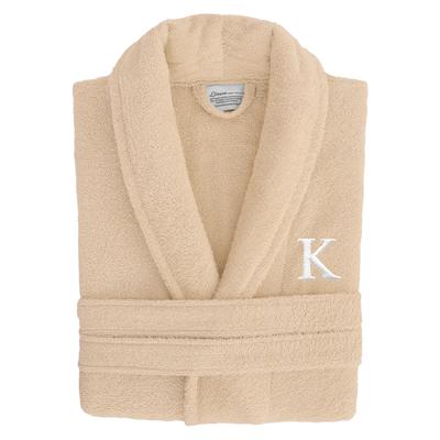 Authentic Hotel Spa Unisex Turkish Cotton Terry Cloth Bath Robe with single letter White Bookman Monogram.