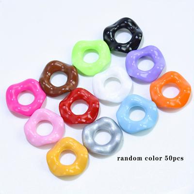 TEMU 16mm Acrylic Donut Beads - Solid Color, Wave-shaped Spacer Beads For Diy Jewelry Making & Craft Decorations