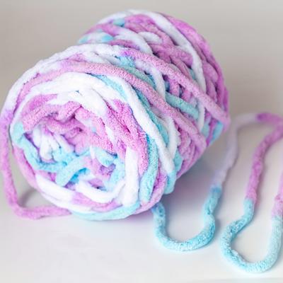 TEMU Yarn Crochet Multicolored Purple & Blue - Super Soft Polyester For Diy Blankets, Scarves, Cozy Crafting & Knitting, Pastel Gauge, Luxurious Multicolored, Ideal For Footwear & Headwear