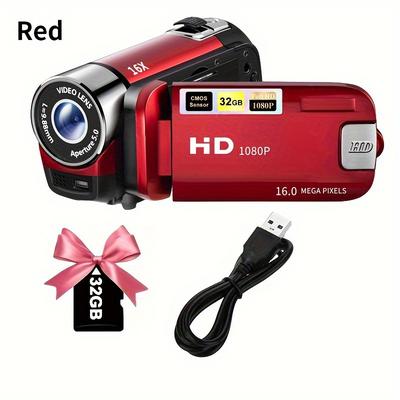 TEMU 16x Digital Zoom Camera 270Â° Rotating Led Flip Screen Camcorder - 1080p, 2.4-inch Screen Display, Wide Angle Camera, Portable And Compact Design For Home, Outdoor, And Students - Perfect Camera &