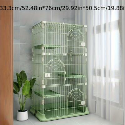 TEMU Extra-large 4-tier Cat Cage With Toilet - Spacious Indoor Villa For Small To Large Cats, Iron Construction