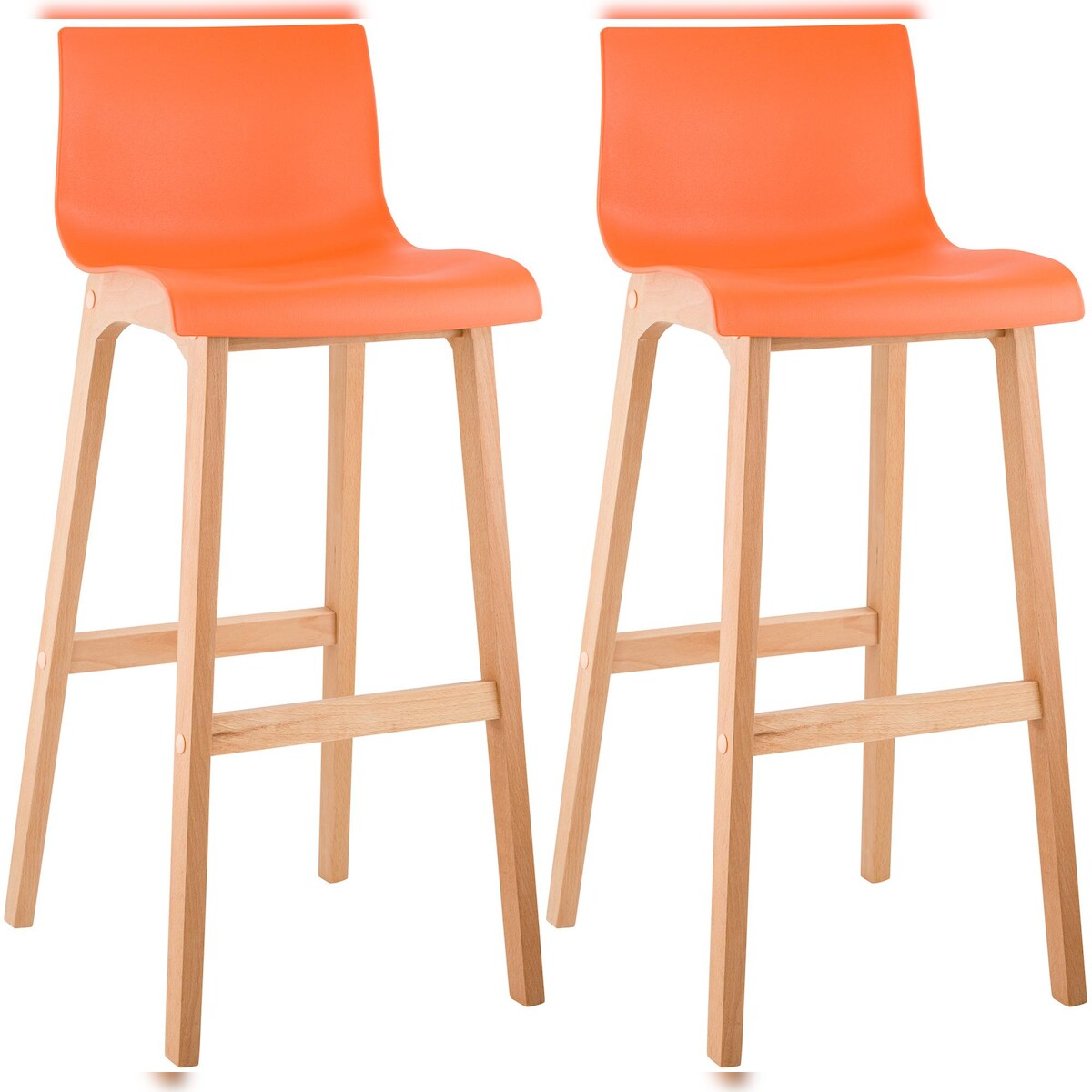 CLP 2er Set Barhocker Hover Kunststoff Vierfußgestell Natura orange Image
