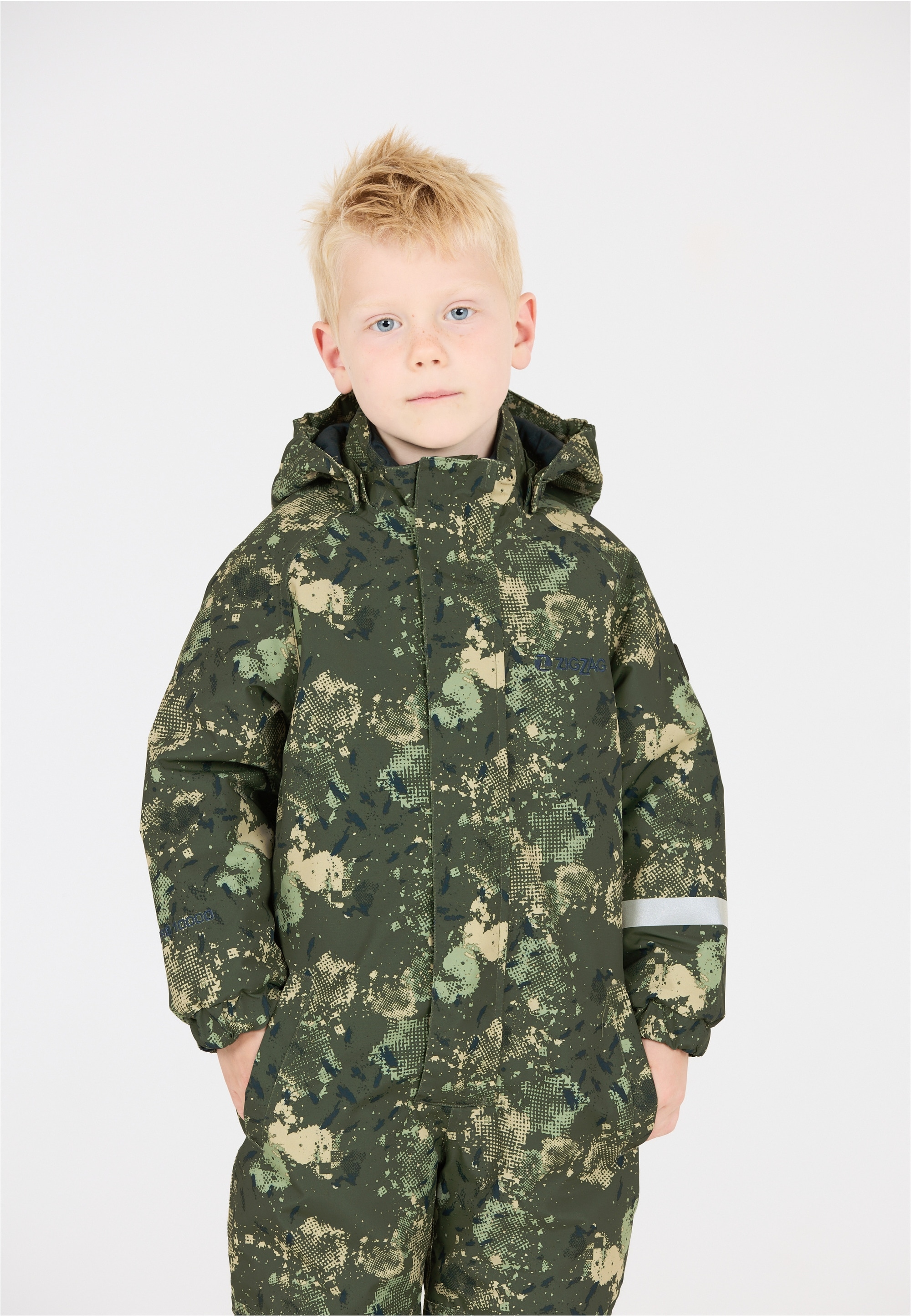 Schneeoverall ZIGZAG "Tower", Kinder, Gr. 128, grün (olivgrün), 100% Polyester, Casual, lang, Overalls, mit wasser- und winddichter TPU-Membran Image