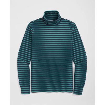 Brooks Brothers Men's Cotton Blend Striped Turtleneck Shirt | Navy/Green | Size Medium