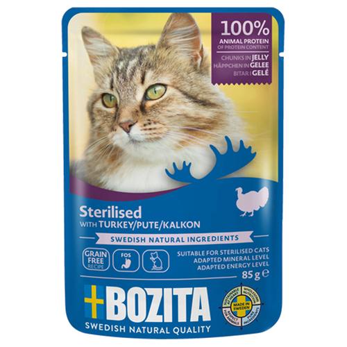 12x 85g Bozita Häppchen in Gelee Sterilised Pute Katzenfutter nass