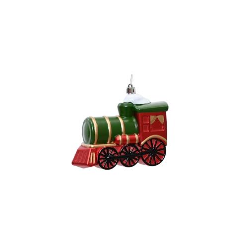 Christbaumschmuck Kunststoff 10cm Lokomotive Figur Bruchfest Weihnachtsbaum Anhänger Weihnachten Weihnachtsbaumschmuck Fahrzeug Eisenbahn Zug Rot Grün