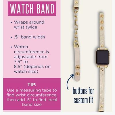 Lilly Pulitzer Accessories | Lilly Pulitzer Skinny Leatherette Watch Band With Chain Sized To Fit 38mm-44mm | Color: Gold/White | Size: Os