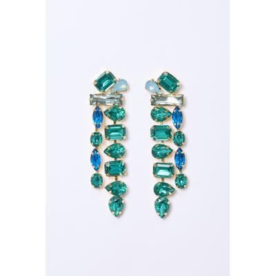 Plus Size Women's Multi Stone Statement Earring by ELOQUII in Green Blue (Size NO SIZE)