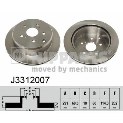 NIPPARTS Bremsscheibe hinten rechts innenbelüftet 291mm für TOYOTA 42431-14100 42431-14110 42431-14120 J3312007