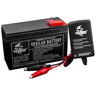 Vexilar 12 Volt/9 Amp Lead Acid Battery & 1 Amp Charger System Black Regular V-120