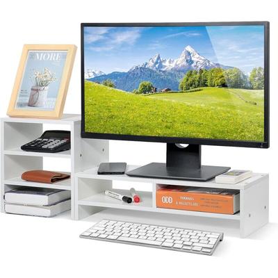 Ej.life - Computer-/Laptop-Monitor-Ständer, Schreibtisch-Organizer aus Holz, mit 3-lagigem Image