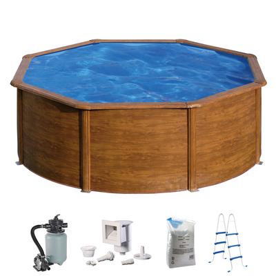 Rundpool MY POOL BWT, braun, H:120cm Ø:350cm, Schwimmbecken, in moderner Holzoptik, Höhe 120 cm, verschiedene Größen Image