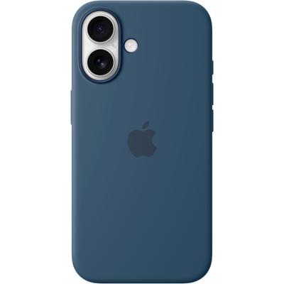 APPLE Smartphone-Hülle "iPhone 16 Silikon Case mit MagSafe" Hüllen Gr. iPhone 16, blau (denim)