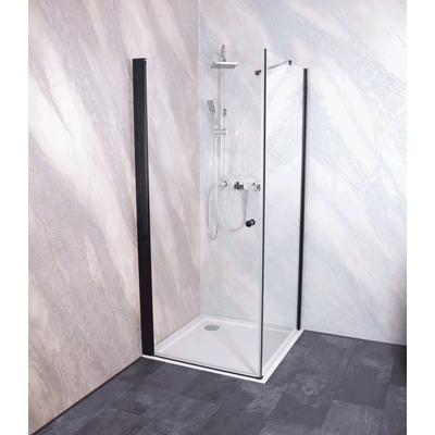 Duschwand SANOTECHNIK "Sanoflex Black YOUNG", schwarz, H:195cm, Duschwände, Glas