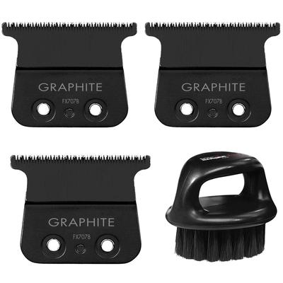 3x BaByliss Pro Deep Tooth Graphite Replacement Blade B-FX707B2 + Fade Soft Knuckle Neck Brush