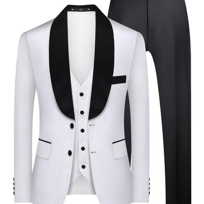 TEMU Formal 3 Pieces Set, Men's Shawl Collar Suit Jacket & Single Breasted Vest & Pants Suit Set For Business Dinner Wedding Party