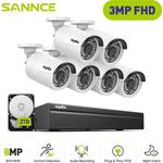 3MP Kit de vidéosurveillance 8CH H.265+ Vidéo nvr 6×Caméras Build mic Vision Nocturne Intempéries