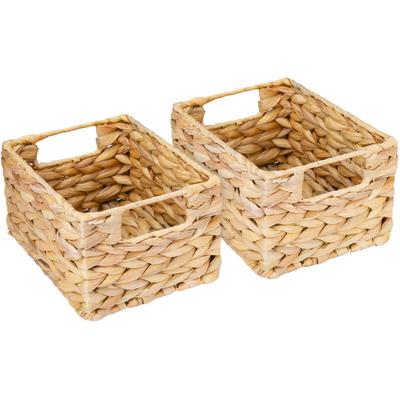 HMF - 37244-S2 Aufbewahrungskorb, geflochten aus Wasserhyazinthe Seegras, 2er Set, 22x17x12 cm Image