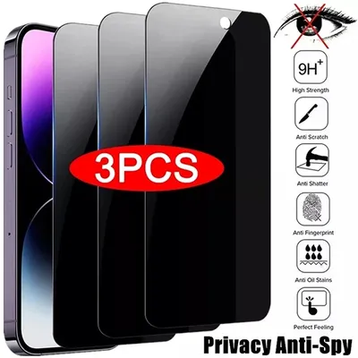 3PCS Privacy Screen Protector For iPhone 14 Pro Max 14 Plus Anti-Spy Glass For iPhone 13 15 12 11