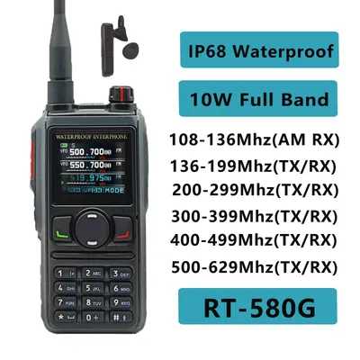 Radtel RT-580G GPS Bluetooth Amateur Ham Two Way Radio 199CH Air Band Walkie Talkie VOX SOS LCD Police Scanner Aviation