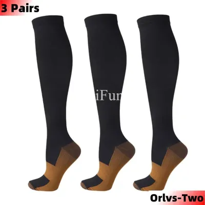 3 Pair Copper Compression Socks Women Men Anti Fatigue Pain Relief Graduated Unisex Compression Stockings Knee High 15-20 MmHg