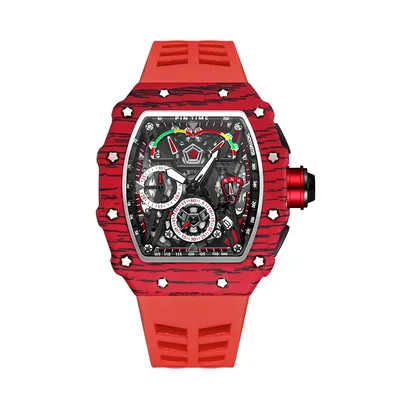 The Luxury Automatic Mechanical Men Double Wheel Rotation Dial Watches Rubber Band Fashion Mechanical Watch Relogio Masculino