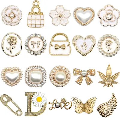 1/20PCS Golden Metal Shoe Charms Bling Metal Pin Wing Luxury Style Jewelry Shoe Accessories Fashion Women Men Shoe Buckle Decor