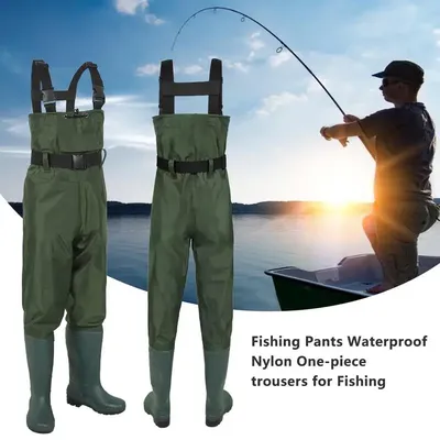 Waterproof Fly Fishing Waders Breathable Wading Pants Fishing Hunting Clothing Chest Overalls Nylon Half-length Fishing Jumpsuit