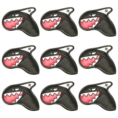 9Pcs Golf Club Head Covers Funny Cartoon Smile Shark Shape Golf Club Head Protectors Golf Club