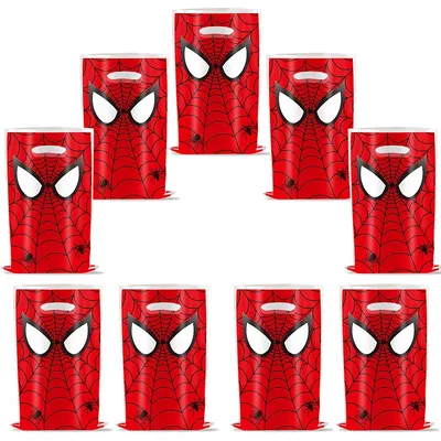 Spiderman Birthday Party Gift Bags Spider Theme Plastic Candy Bag Child Party Loot Bag Kids Birthday