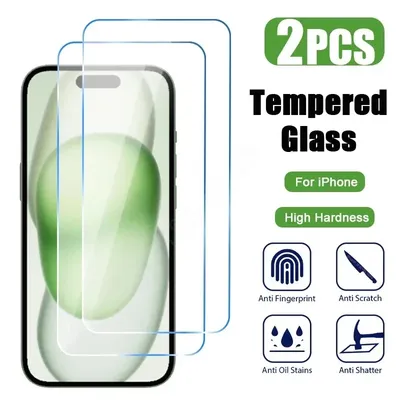 2PCS Tempered Glass For iPhone 11 12 13 14 15 Pro Max Glass Screen Protector For iPhone 14 15 Plus X