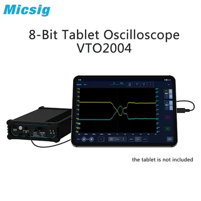 Micsig VTO2004 Automotive Tablet Oscilloscope, Portable 200MHz Oscilloscopter, 4 Channels, 1Gsa/S, 50Mpts Automotive 110V 220V