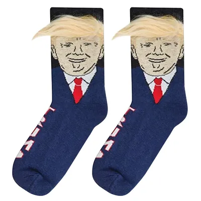 Donald Trump Socks With 3D Fake Hair Men Crew Socks Mens Compression Sock Streetwear Novelty Hip Hop