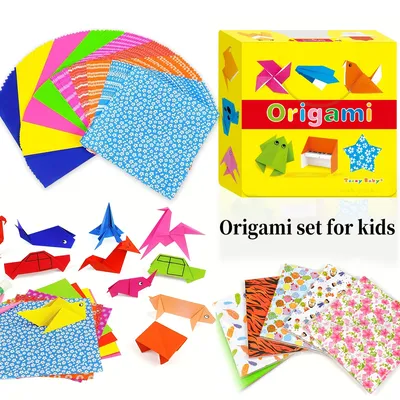 Baby Origami Craft Instruction Book With Colored Paper Improve Baby's Hands-on Craft Skills Optional