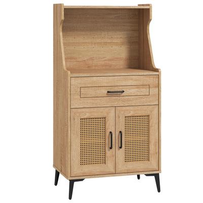 Costway Coffee Bar Cabinet with Pegboard Storage Drawer and Adjustable Shelf-Oak
