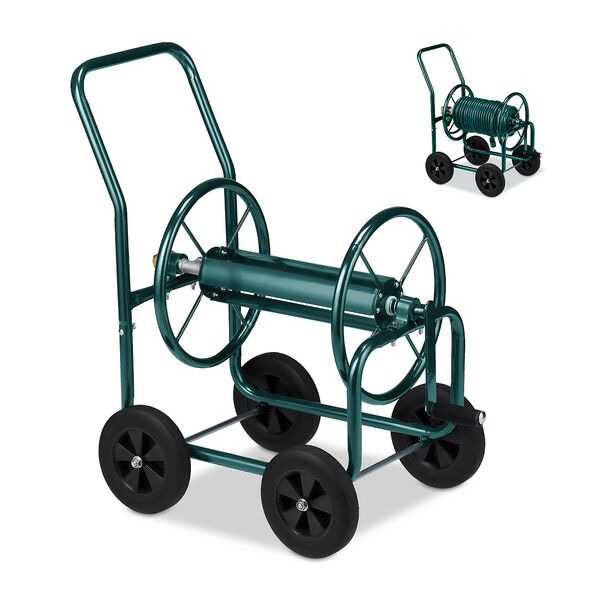 relaxdays Schlauchwagen Metall grün silber Image
