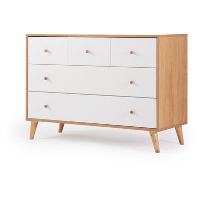 dadada Austin 5-Drawer Dresser - White / Red Oak