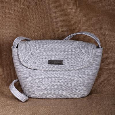 Metropolitan Grey,'Handwoven Grey Cotton Blend Sling Bag Crafted in Armenia'