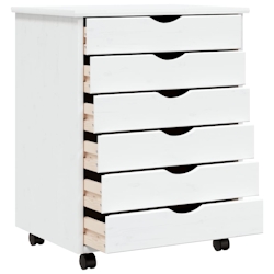 vidaXL Rollschrank mit Schubladen MOSS Weiß Massivholz Kiefer Image