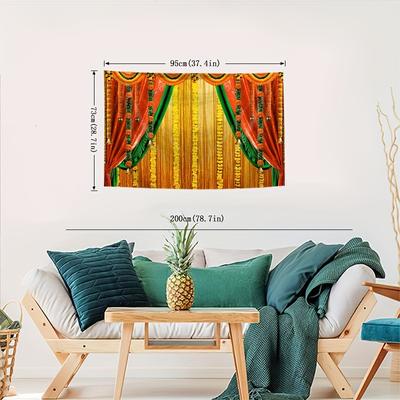 TEMU 1pc Indian Themed Photo Backdrop - Installation Package Included, Photography Background Tapestry With Traditional Indian Colors, Hanging Wall Art Decor For Party, Holiday, Bedroom, Living Room