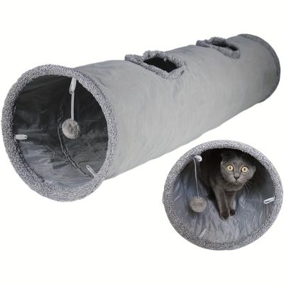 TEMU 1pc Cat Tunnel Toy, Foldable Plush Cat Toy 2 Way Tunnel, Hide And Seek Game Funny Cat Tent For Indoor Cats Kittens Playing Supply