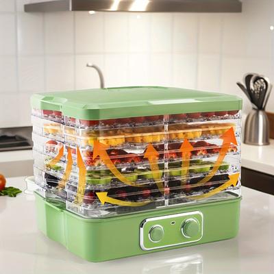 TEMU Food Dehydrator For Jerky - 5 Bpa-free Stackable Trays, Adjustable Temperature Control For Fruit, Meat, Veggies & , Green, 5-tier, 240w