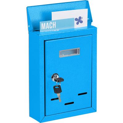 Briefkasten mit Namensschild, aus Metall, mit 2 Schlüsseln, Postkasten schmal, HxBxT: 26,5 x 19 x Image
