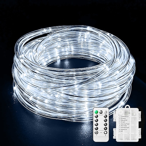 LED Rope Lights LED Lichterkette Außen wasserdicht IP65 Feenlichter 30m-300Leds 22m-200Leds 12m-100Leds 7m-50Leds 8 Modi batteriebetrieben dimmbar/Timer mit Fernbedienung für Partys